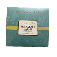Fortnum & Mason Breakfast Blend box shown with 50 tea bags for a robust morning brew