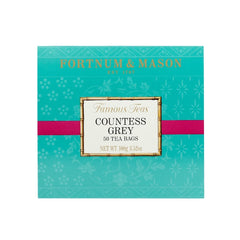 Fortnum & Mason Countess Grey tea bags closeup showing individual envelopes preserve freshness.