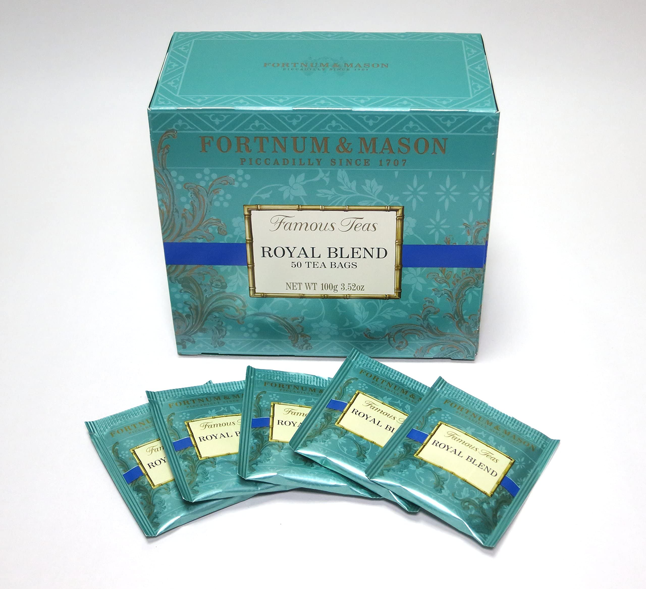 Fortnum & Mason Royal Blend tea bags box — classic, smooth cup