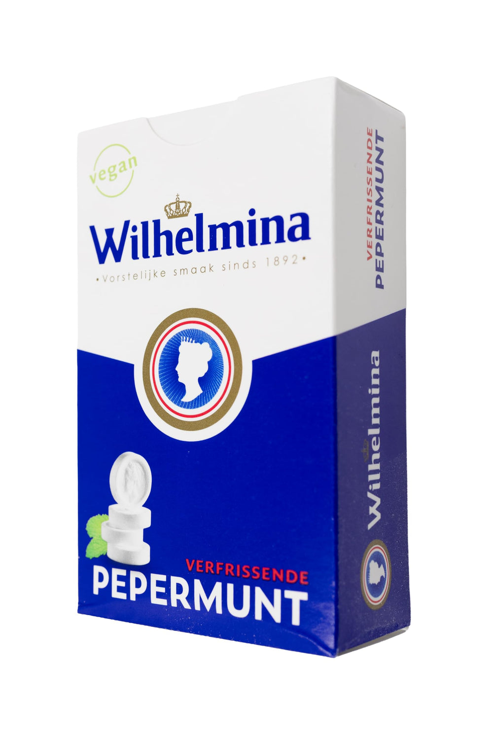Fortuin Wilhelmina peppermint close-up of tablets highlighting refreshing surface.