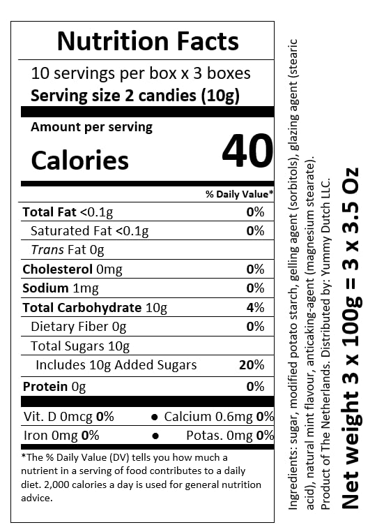 Fortuin Wilhelmina Peppermints three candies laid out for tasting and sharing