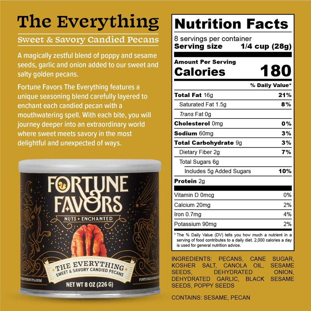 Fortune Favors Candied Pecans Everything glaze close-up shows seeds and texture