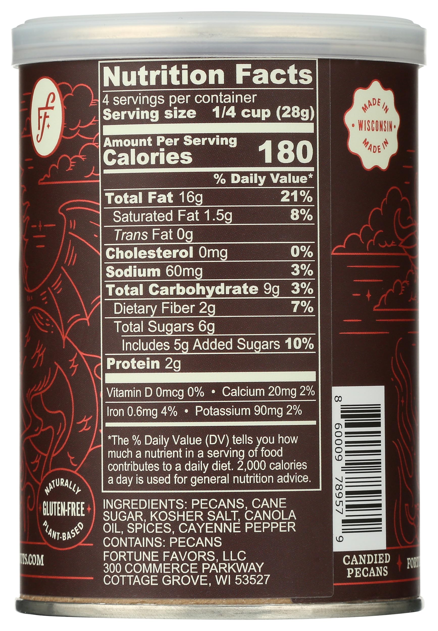 Fortune Favors USA-grown pecans close-up, premium nuts for snacking