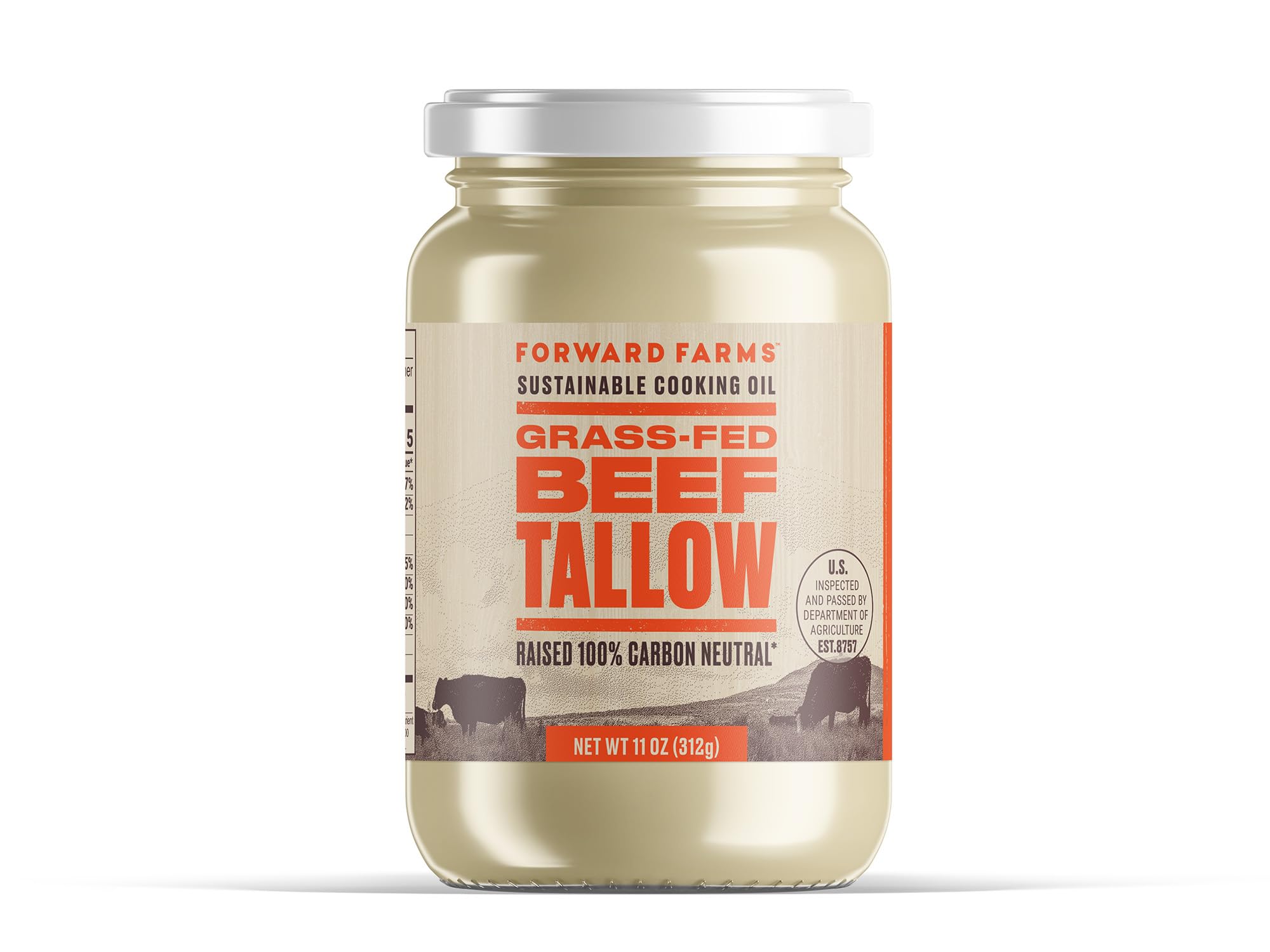Forward Farms beef tallow jar front with premium packaging for keto cooking.