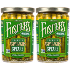 Foster's Pickled Asparagus Spears in a Jar show original flavor, ideal for appetizers.