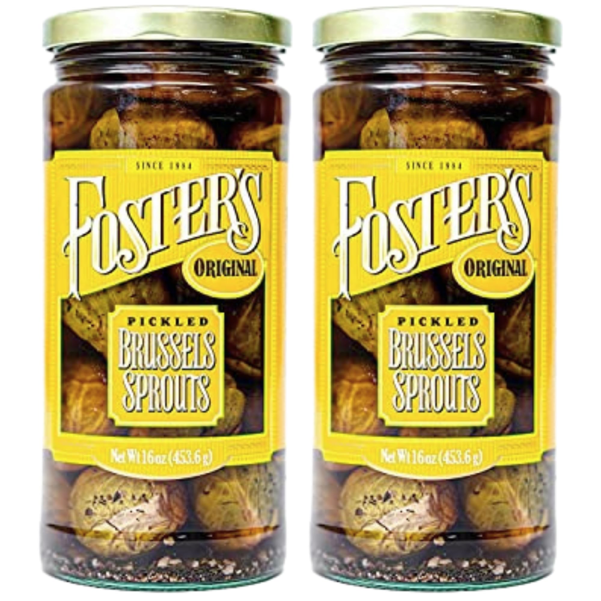 Foster's pickled Brussels sprouts jar ready for snacking.