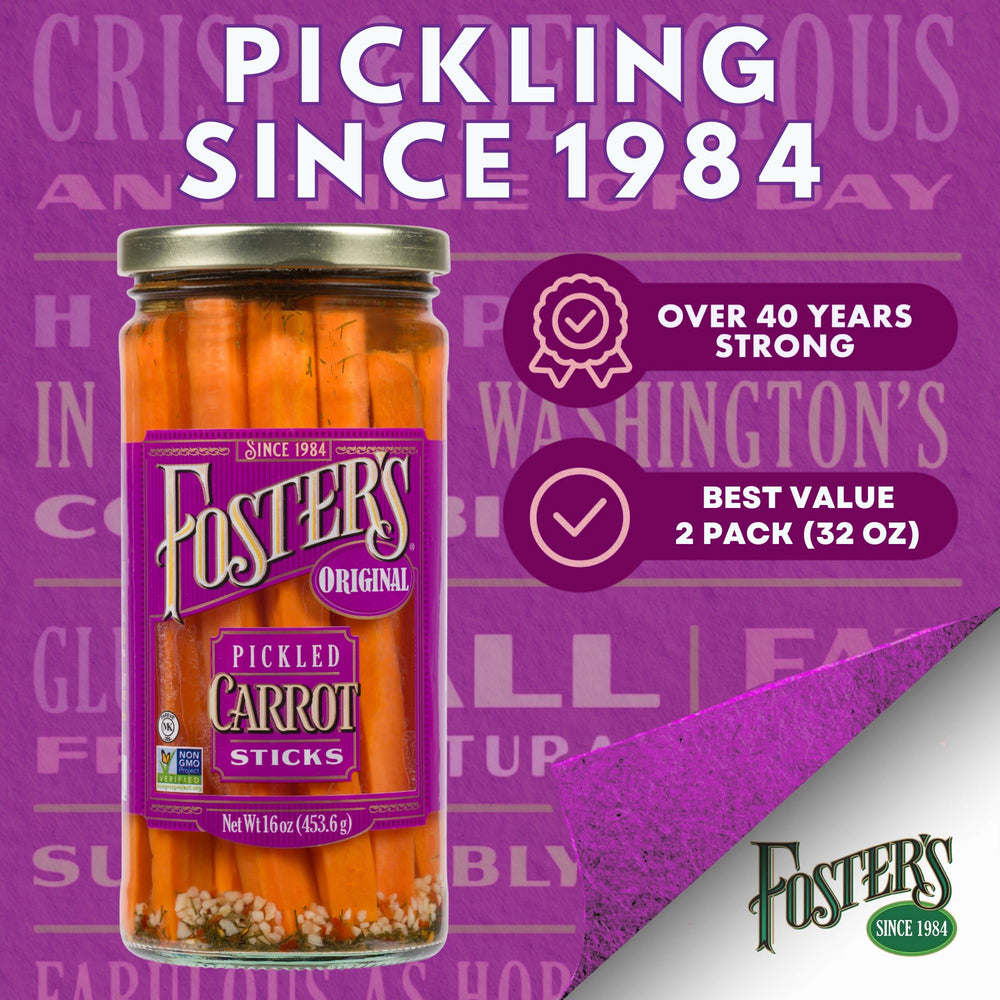foster's pickled carrots jar contents, vibrant color for appetizing display.
