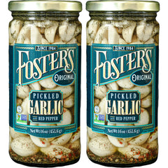 Foster's pickled garlic cloves original 16oz jar 2-pack on shelf for easy snacking