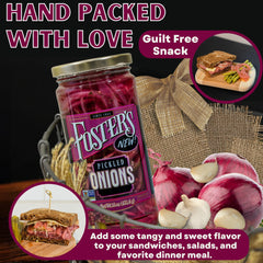 Foster's Pickled Red Onions ingredient jar, ideal pantry staple for easy flavor boosts.