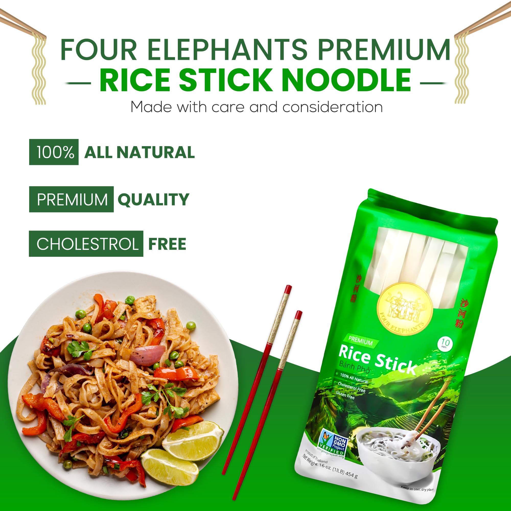 Four Elephants Pad Thai usage image, noodles ready to toss with sauce