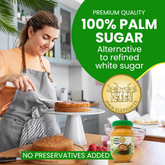 Non-GMO verified palm sugar ingredient label highlights quality.