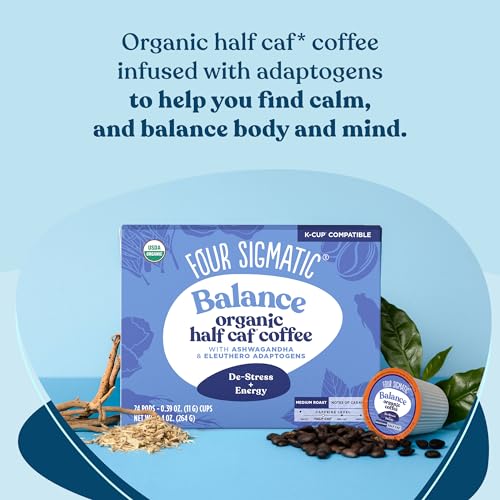 Fresh cup of Four Sigmatic Adaptogen Coffee with nutty caramel aroma