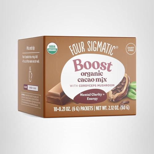 Four Sigmatic Boost Mushroom Cacao gluten-free packaging for clean eating.