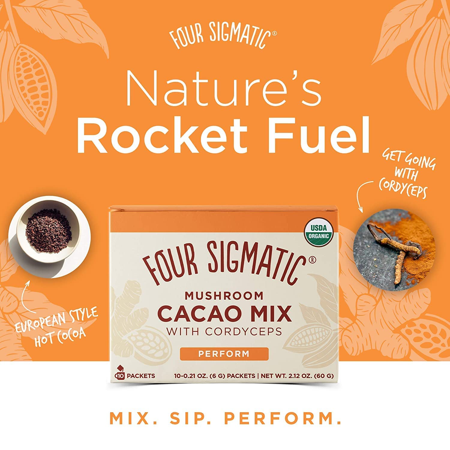 Four Sigmatic Boost Mushroom Cacao powder scoop, cordyceps infusion for stamina.