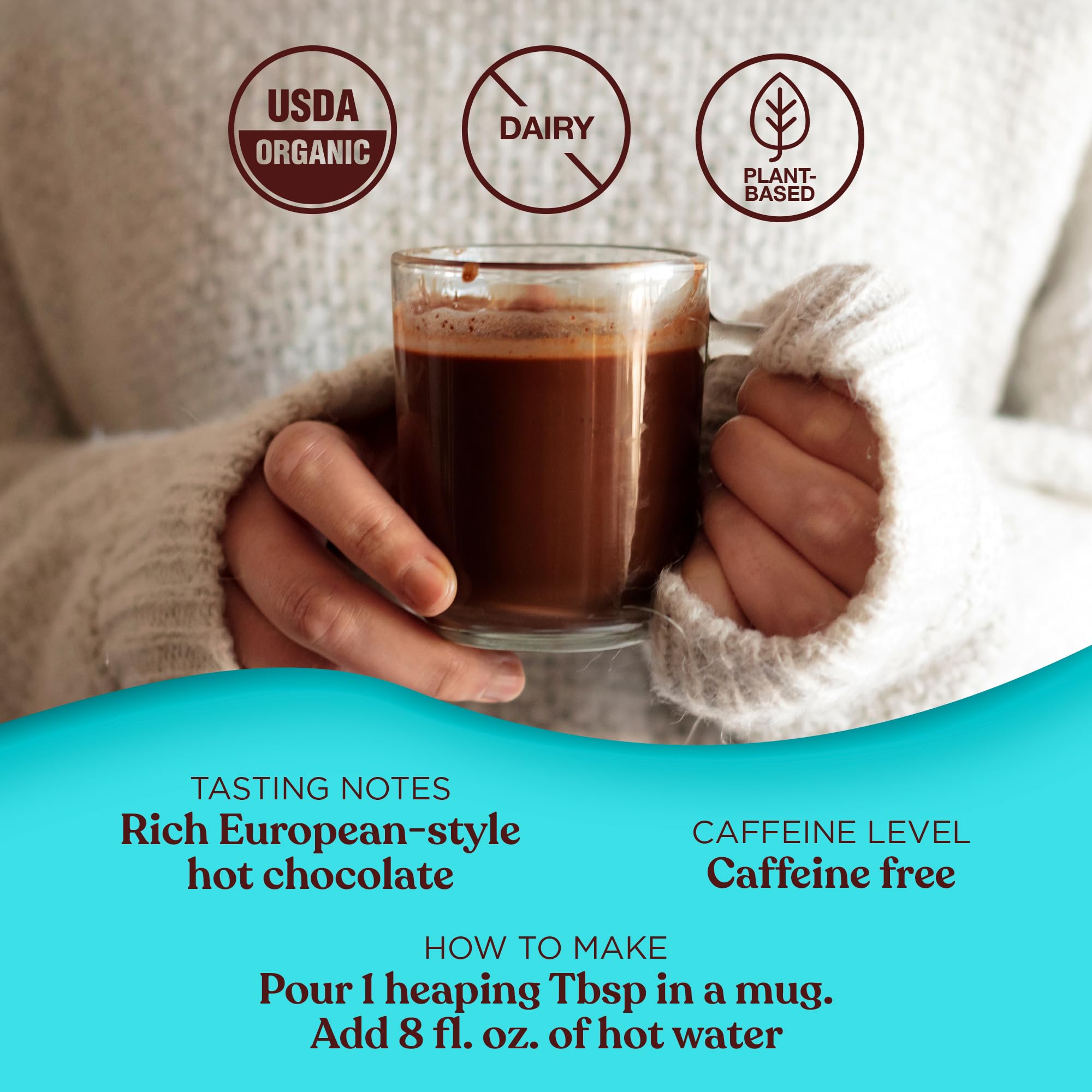 Immersion into a creamy, dairy-free texture of Four Sigmatic Calm cocoa mix in hot water