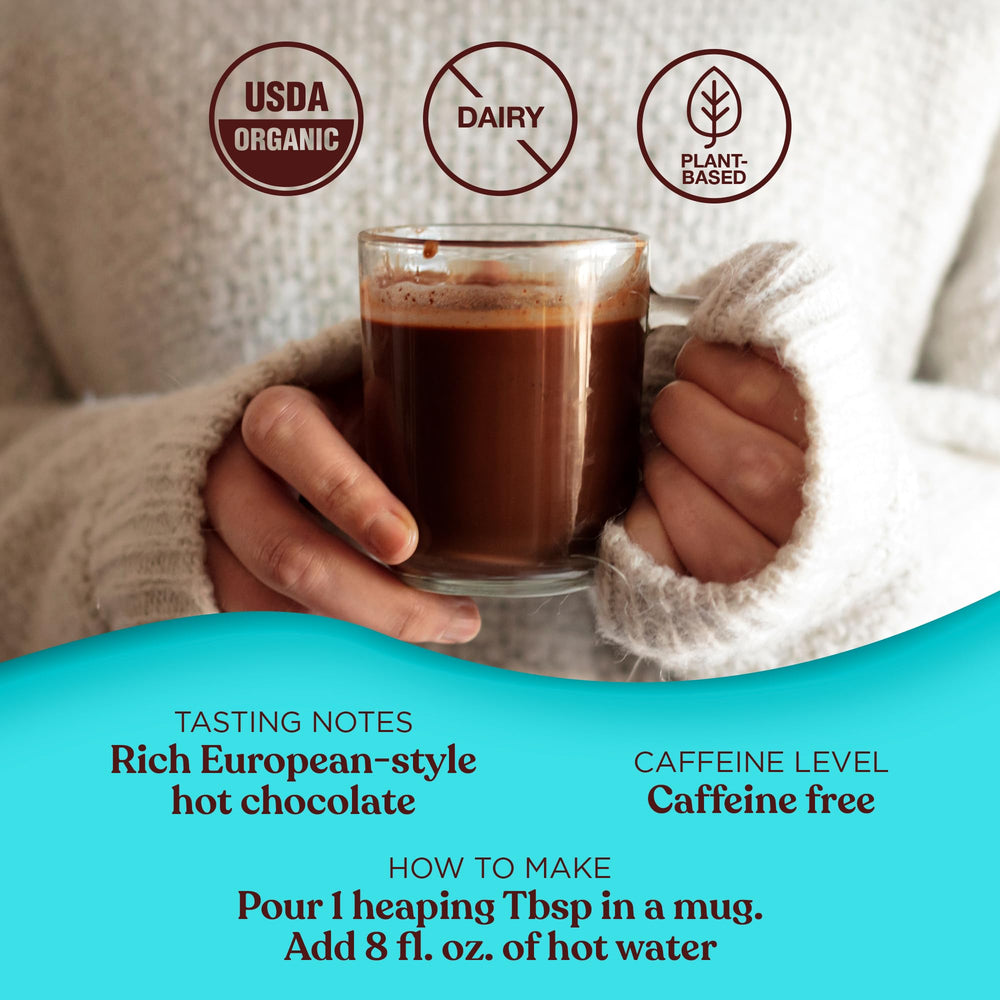 Immersion into a creamy, dairy-free texture of Four Sigmatic Calm cocoa mix in hot water