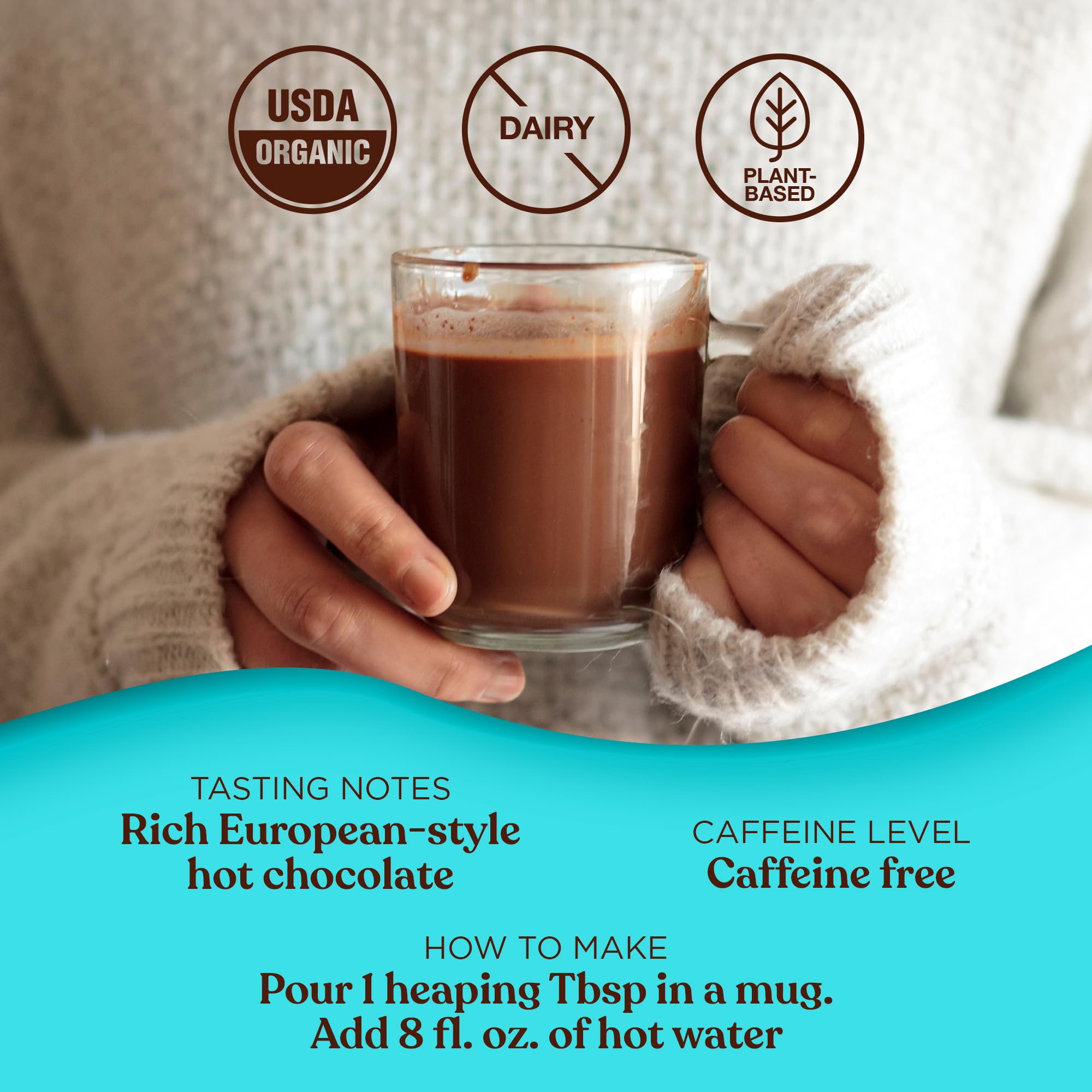 Four Sigmatic Calm Mushroom Cocoa serving suggestion with hot water or mylk