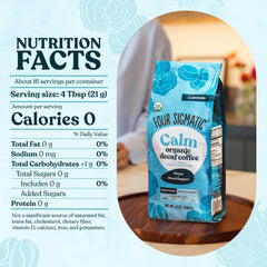 Four Sigmatic Calm decaf from Peru highlights fair-trade sourcing and bold flavor.