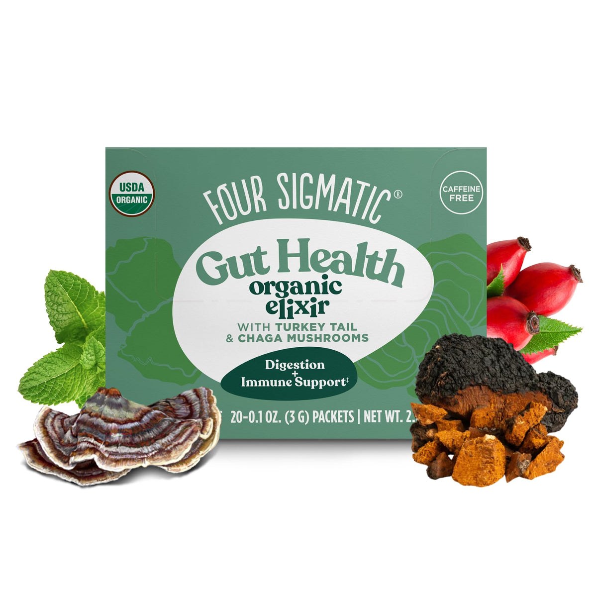 Four Sigmatic Chaga Elixir bottle for a caffeine-free immune-support ritual.