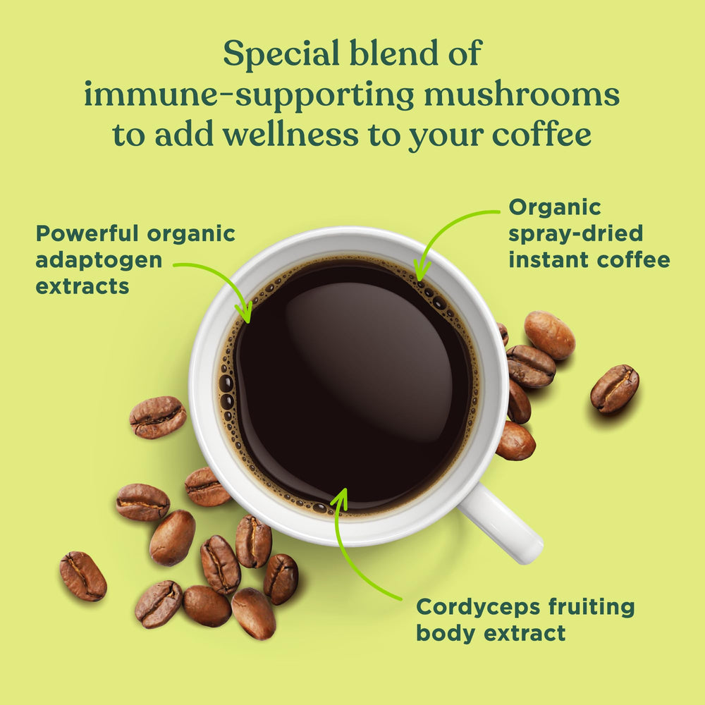 Four Sigmatic chaga mushrooms close-up with antioxidant-rich profile.
