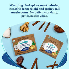 Four Sigmatic chai latte coconut milk powder mix, creamy texture without dairy.