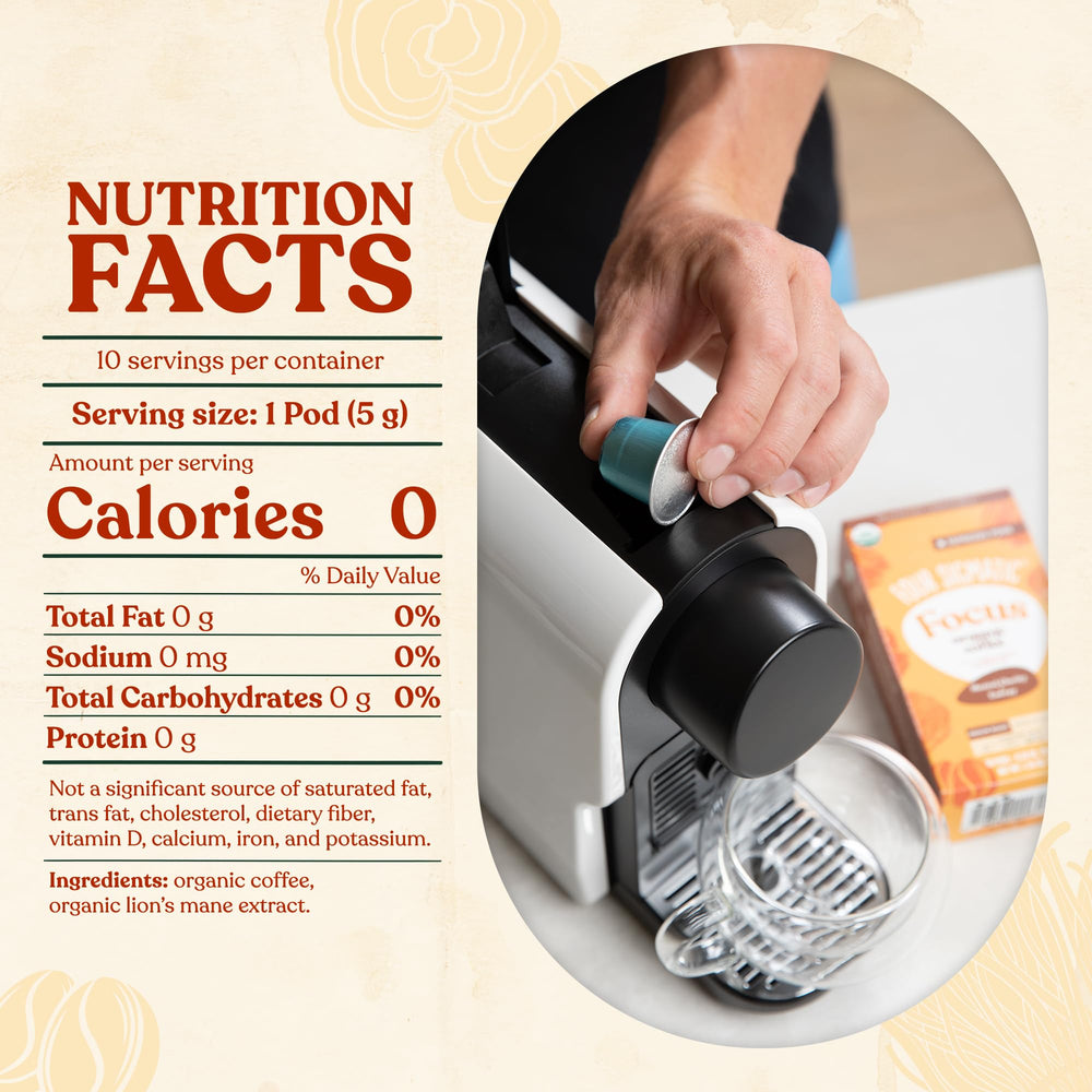 Four Sigmatic Focus coffee reveals chocolate notes and smooth finish.