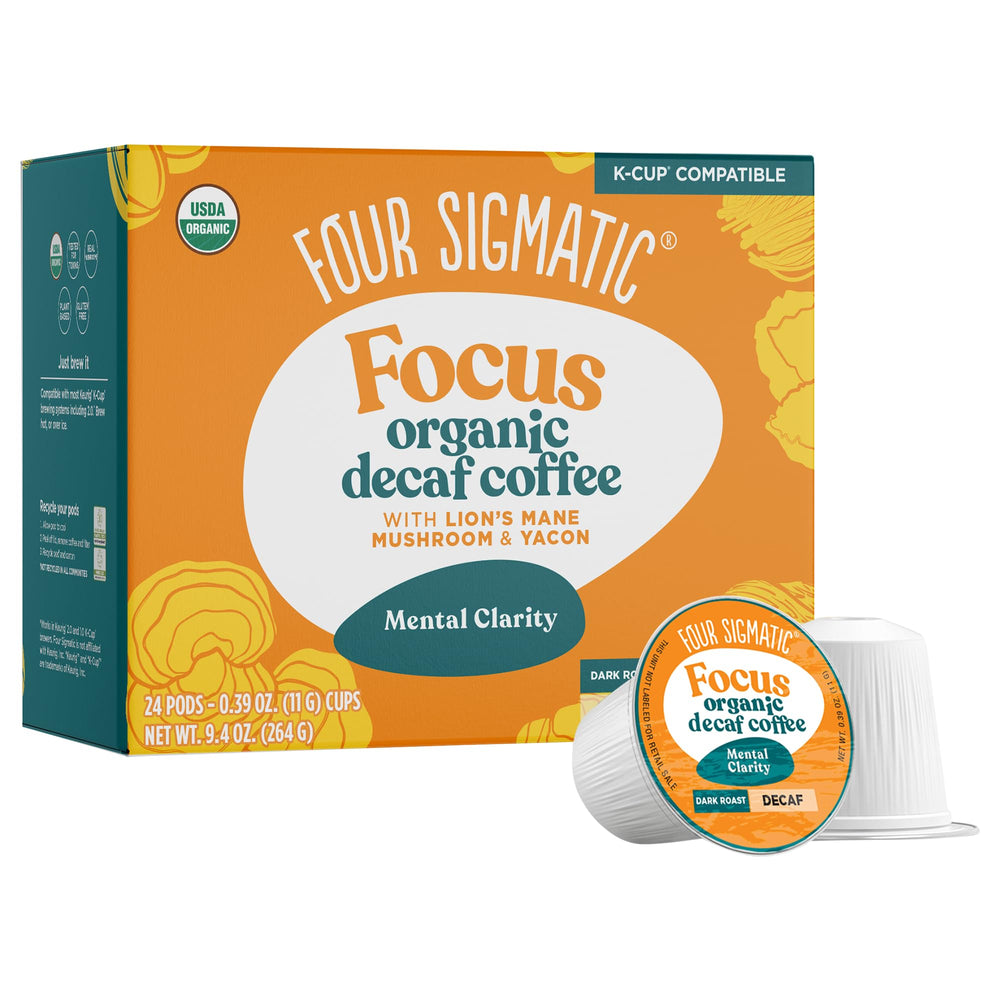 Four Sigmatic decaf K-Cups with Honduran dark roast aroma and smooth finish