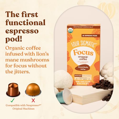 Four Sigmatic Focus Coffee Pods create a steaming cup with steady energy.