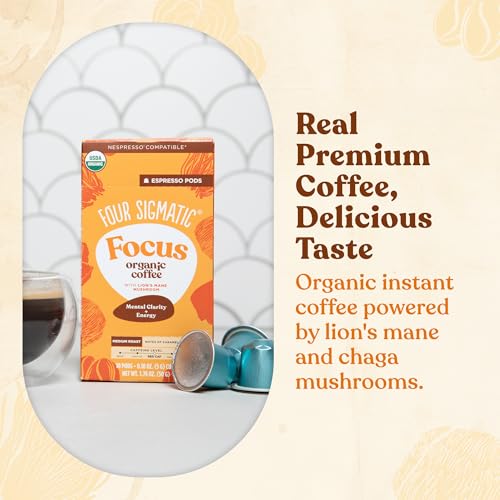 Four Sigmatic Focus Coffee Pods with Lion's Mane support a clear, alert morning.