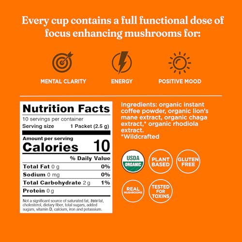 Four Sigmatic Focus powder dissolves quickly in hot water for a smooth cup.