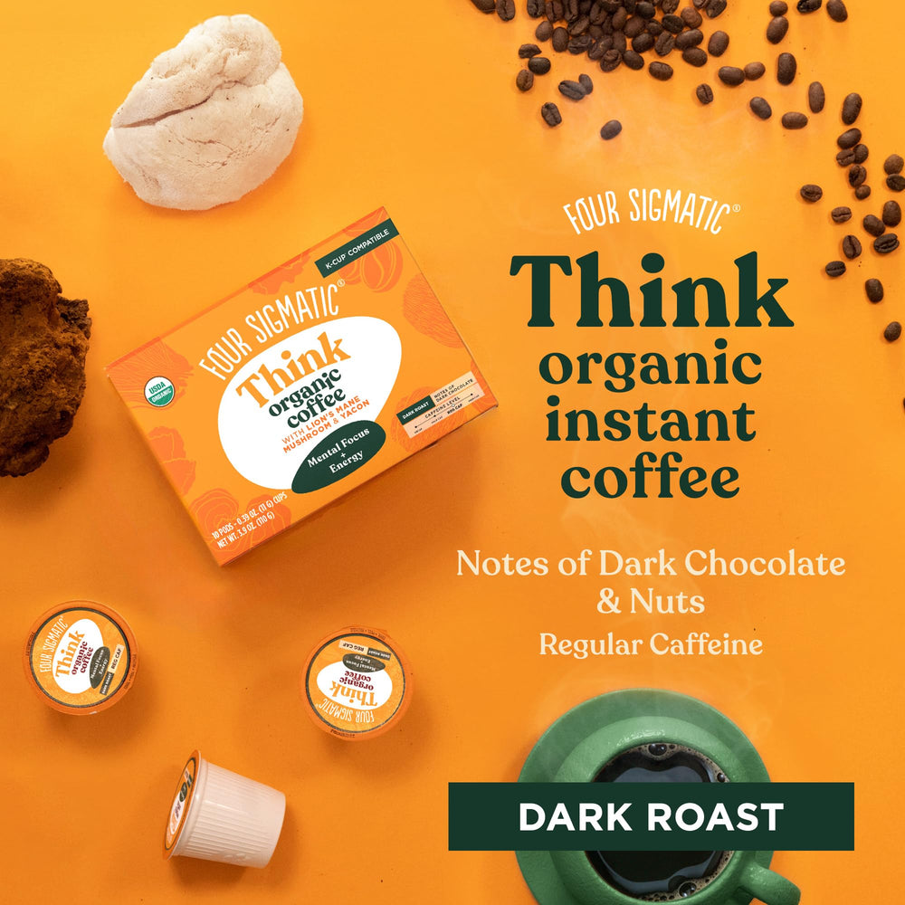 Four Sigmatic recyclable KCup packaging emphasizing sustainable, eco-friendly design.