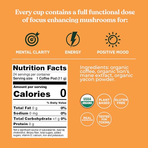 Four Sigmatic Mushroom Coffee K-Cups lion’s mane powder boosts focus.