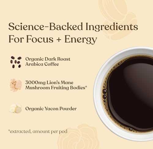 Four Sigmatic Mushroom Coffee K-Cups yacon root blend supports gut-friendly energy.