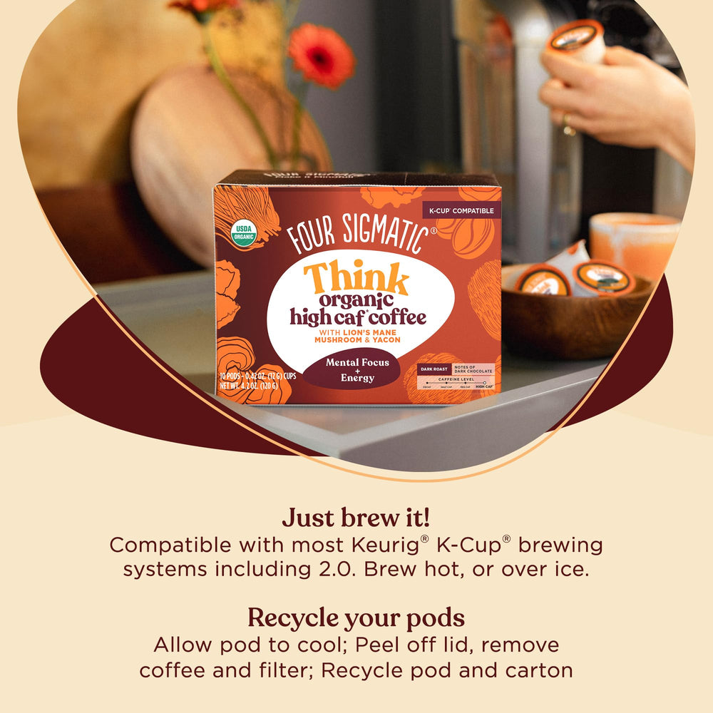 Mushroom fruiting body close-up emphasizing nutrients in Four Sigmatic coffee