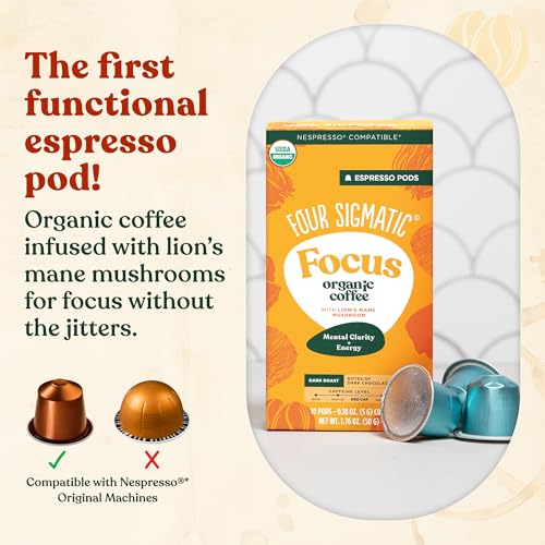 Four Sigmatic Focus pod compatible with Nespresso Original for quick focus boost.