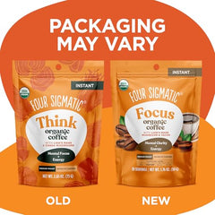 Four Sigmatic Organic Mushroom Coffee cup steaming emphasizes convenient, crash-free focus for busy mornings.