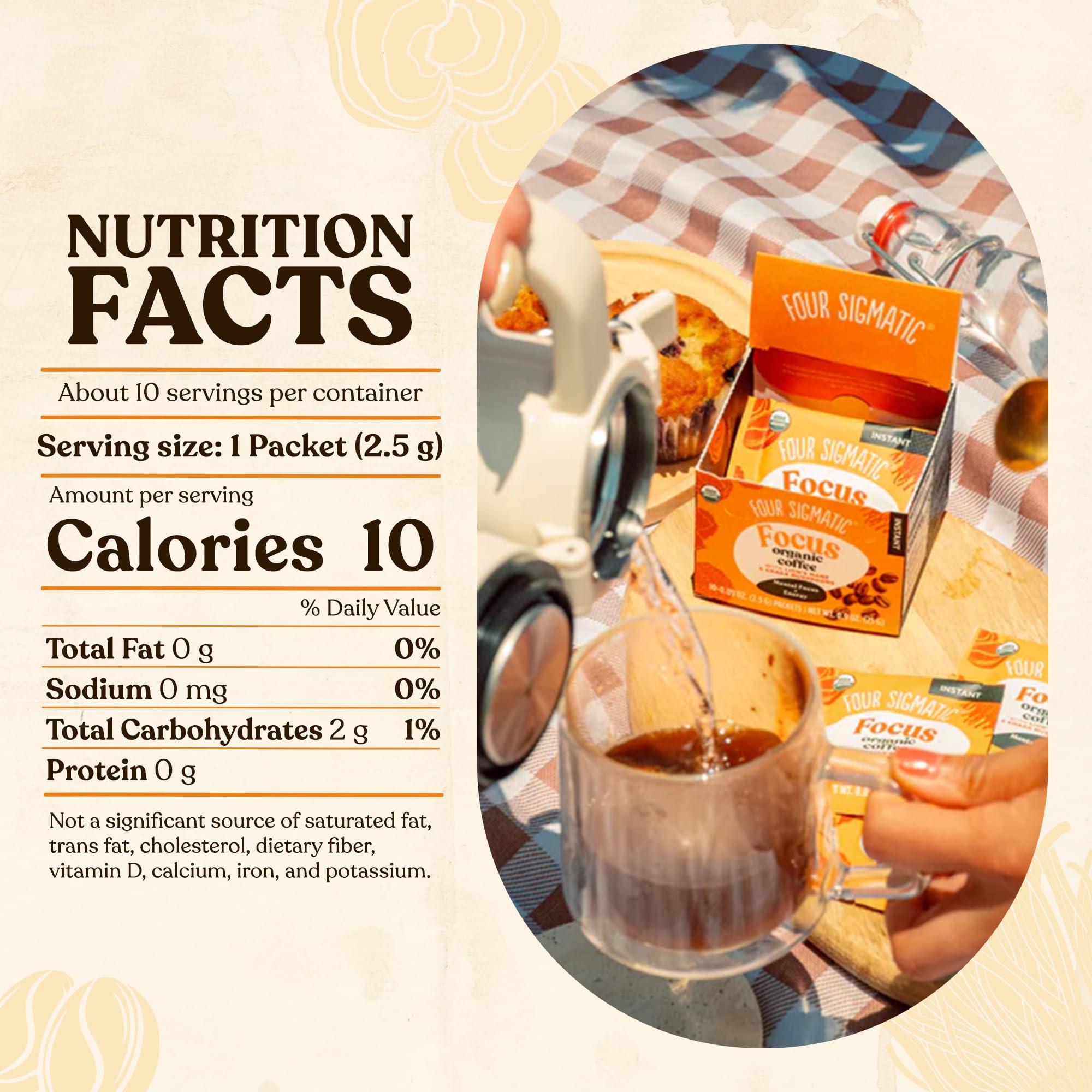 Four Sigmatic ready-to-brew packet invites quick preparation for study sessions.