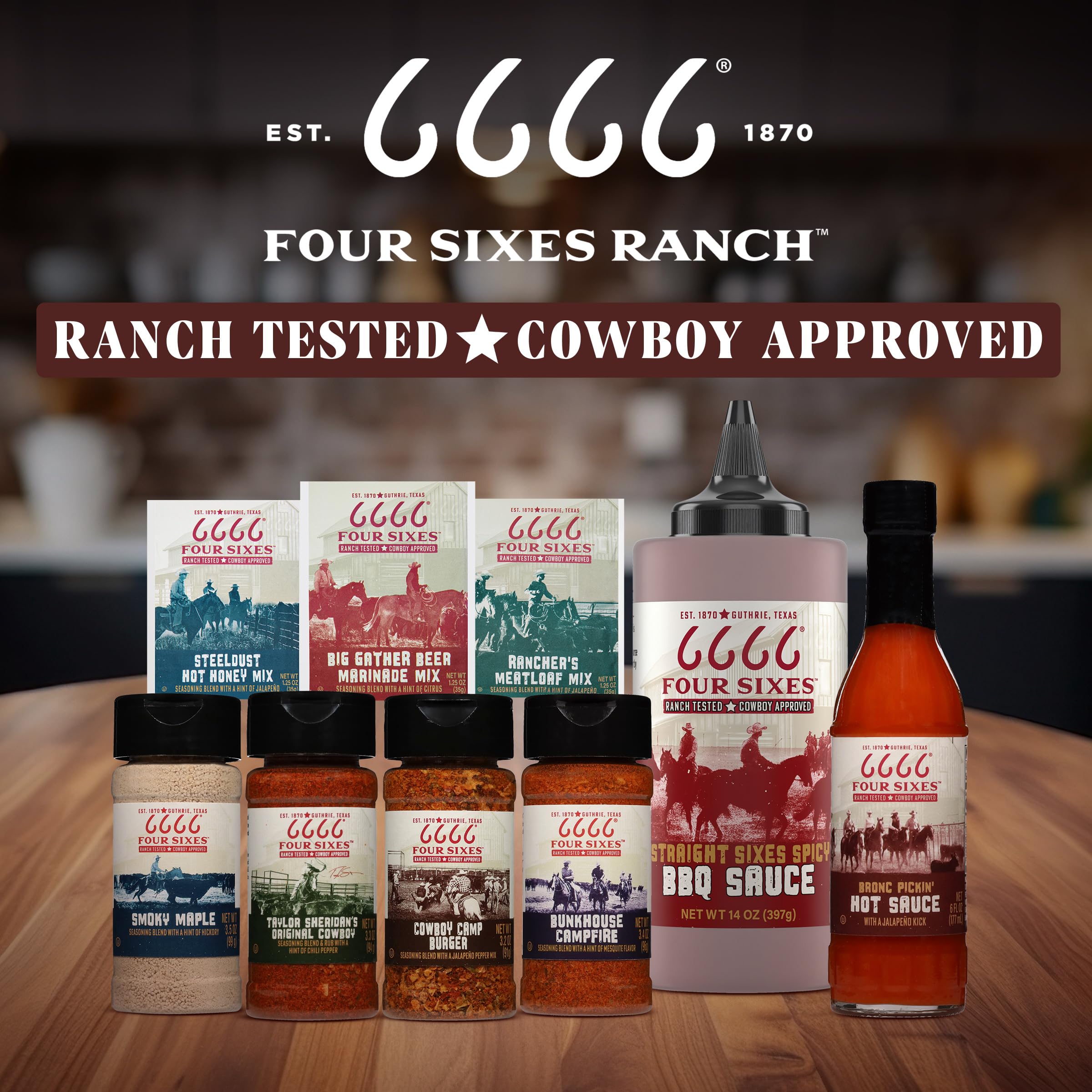 FOUR SIXES 6666 Cowboy Camp Seasoning jar label detail