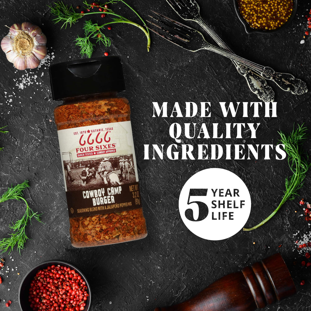 FOUR SIXES Cowboy Camp jalapeño infused profile enriches beef dishes.