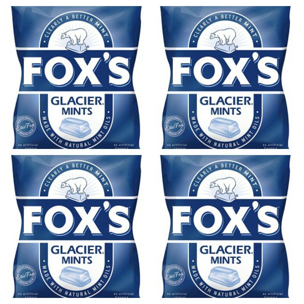 Fox's Glacier Mints 4-pack 200g bag offers long-lasting mint flavor.