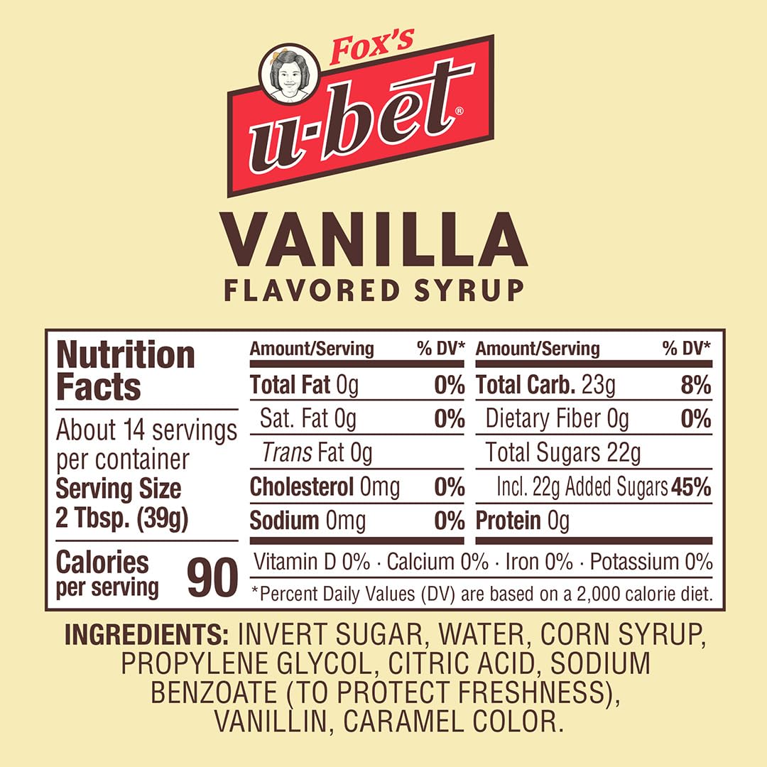 FOX'S U-BET Vanilla syrup drizzle on ice cream or waffles for extra sweetness