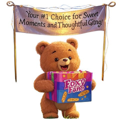 Foxy Fane gift-wrapped option highlighted for birthdays and holidays