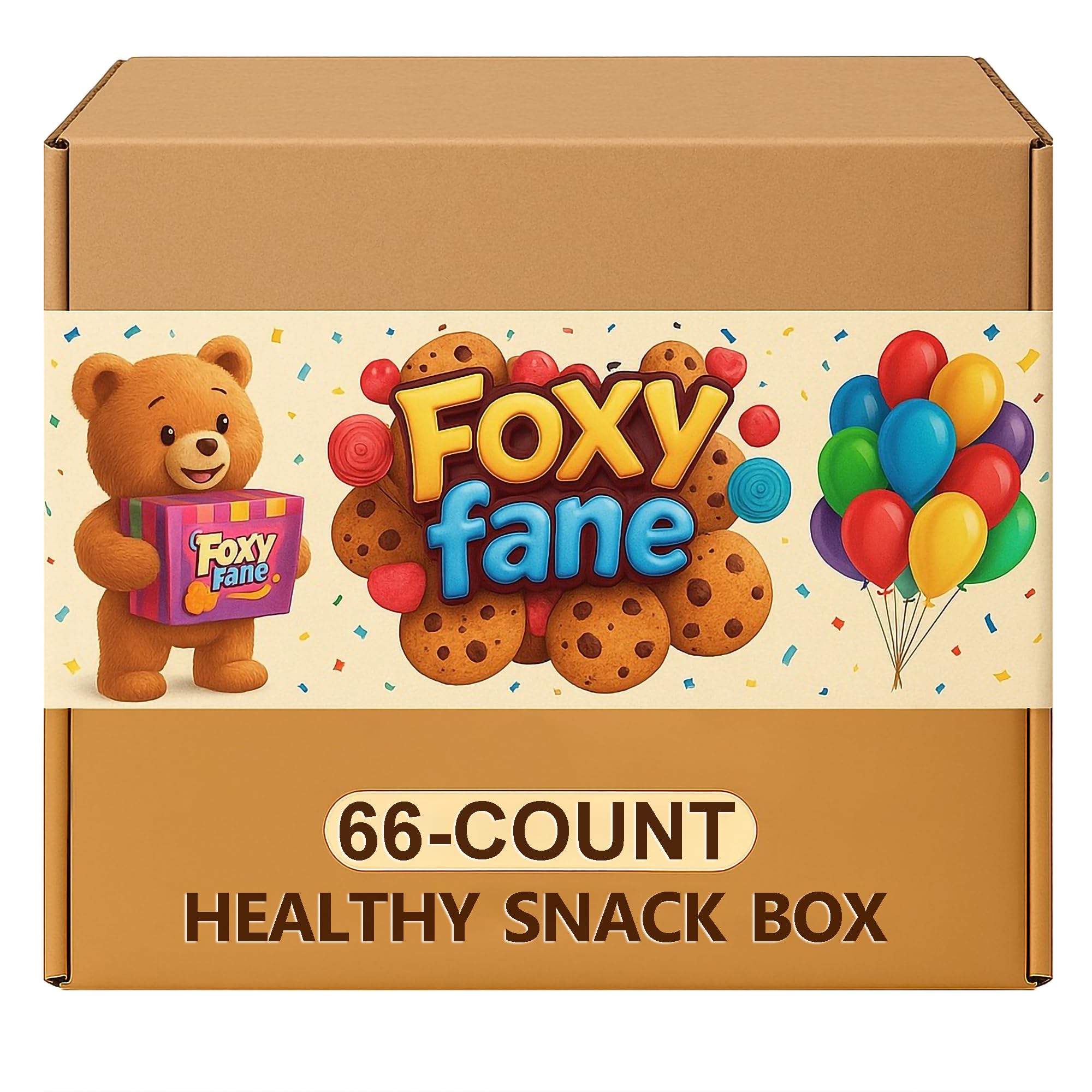 Foxy Fane snack variety pack featuring sweet, savory, and chewy options for gatherings.