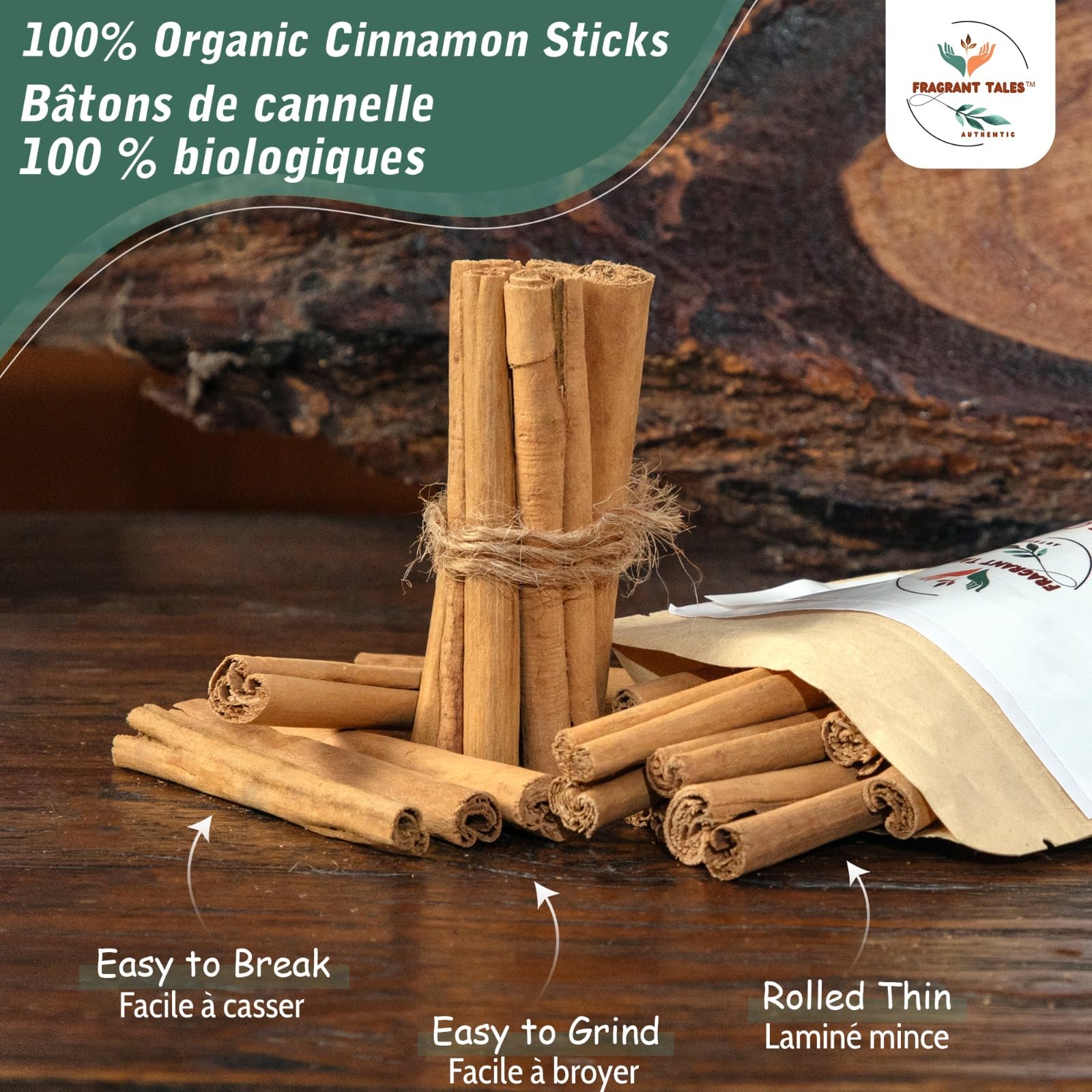 Fragrant Tales Sri Lankan cinnamon aroma enhances coffee, chai, and desserts.