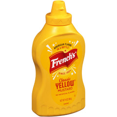 French's Classic Yellow Mustard label close-up highlights stone-ground seeds