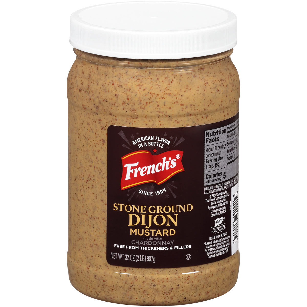 French's Stone Ground Dijon Mustard bottle for bold sandwich flavor.
