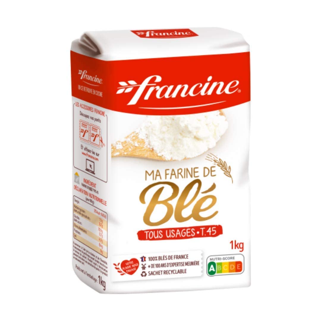 Francine T55 flour 2-pack bag, ideal for versatile breads, pastries, and desserts.