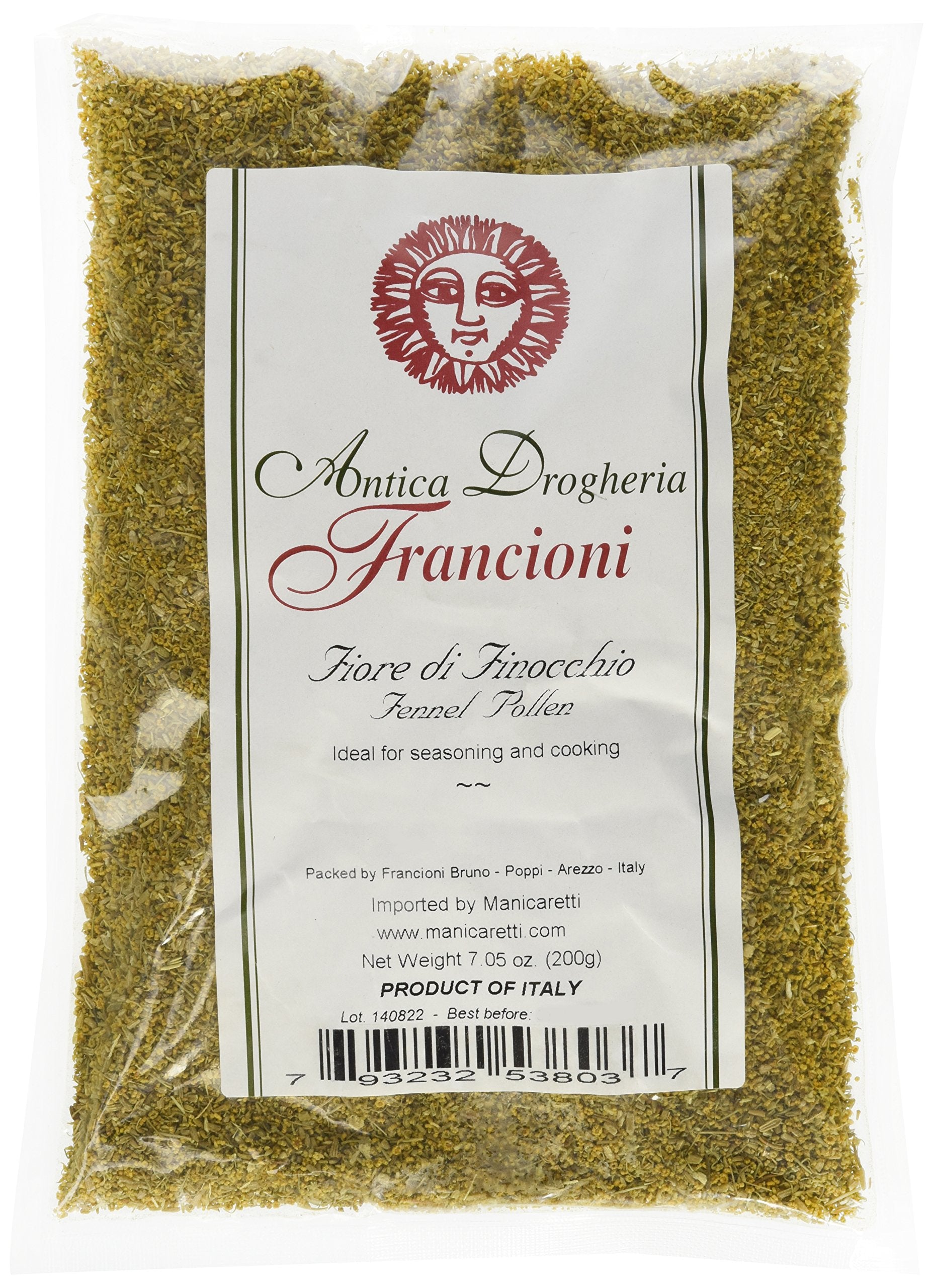 Francioni fennel pollen from Tuscany in a jar, enhances aroma and flavor finishing dishes.