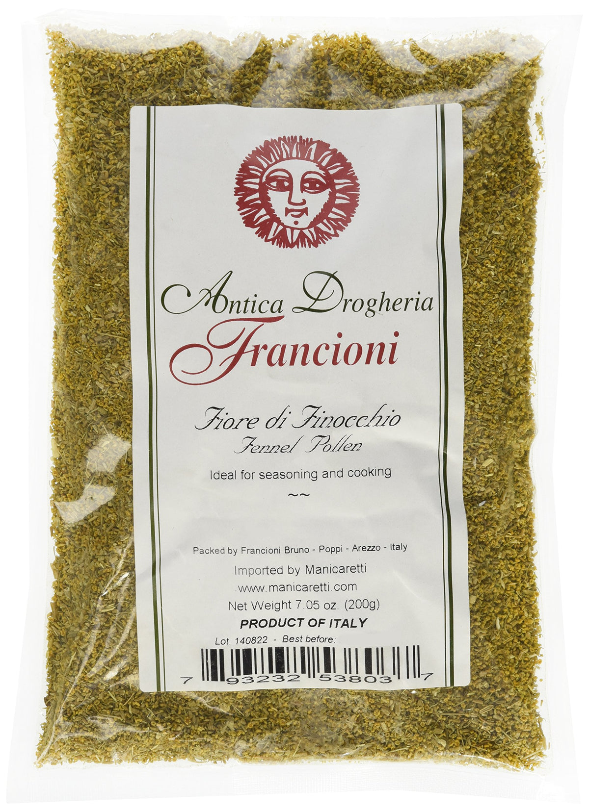 Francioni fennel pollen from Tuscany in a jar, enhances aroma and flavor finishing dishes.