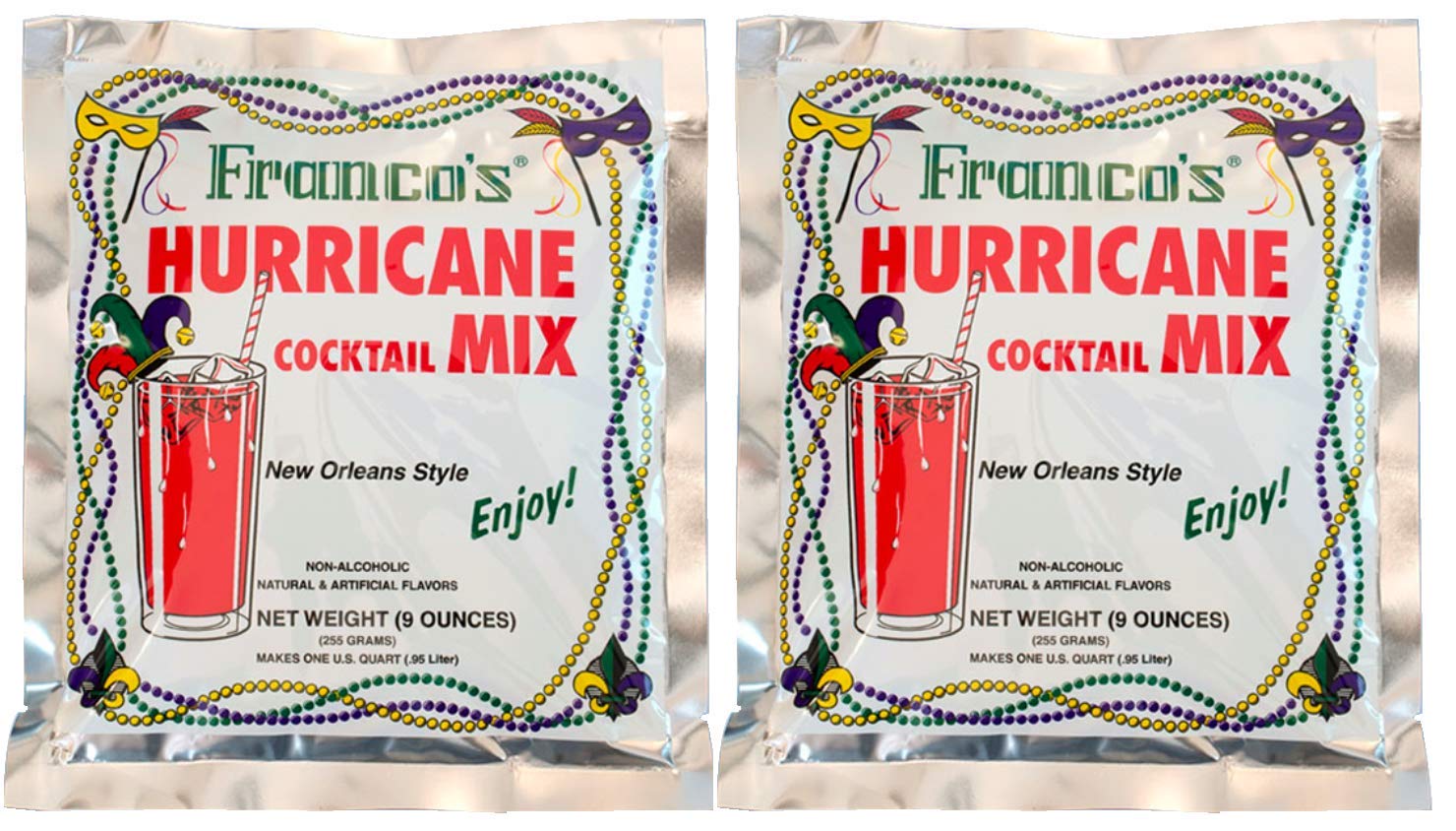 Franco's New Orleans Hurricane Mix bags ready to mix at home for easy party prep.